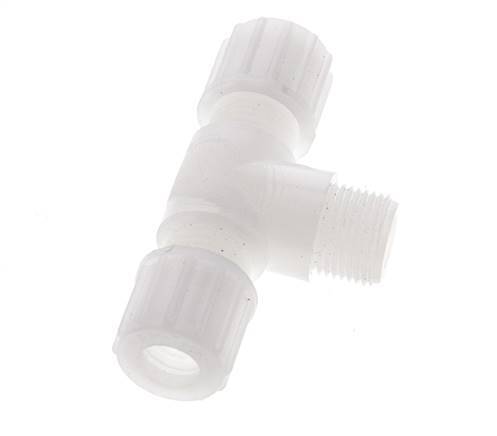 10x8mm & G3/8'' PVDF T-Shape Tee Compression Fitting with Male Threads 10 bar