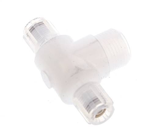 6x4mm & G3/8'' PFA T-Shape Tee Cutting Fitting with Male Threads 10 bar