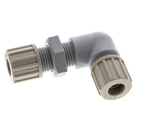 10x8mm PA Codo Compresión Racor Pasamuros 10 bar