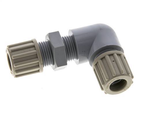 12x9mm PA Codo Compresión Racor Pasamuros 10 bar