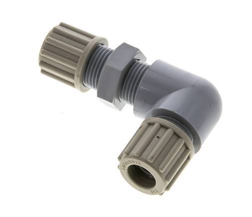 12x9mm PA Codo Compresión Racor Pasamuros 10 bar