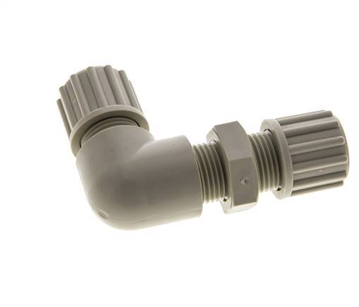 12x10mm PP Codo Compresión Racor Pasamuros 10 bar