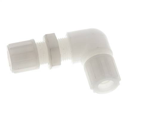 12x10mm PVDF Codo Compresión Racor Pasamuros 10 bar