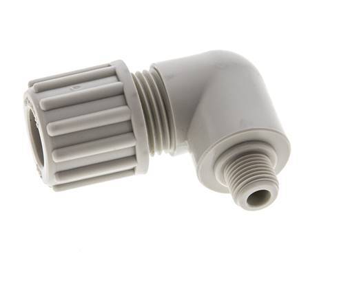 12x6mm & G1/8'' PP Elbow Compression Fitting with Male Threads 10 bar PVC and PA