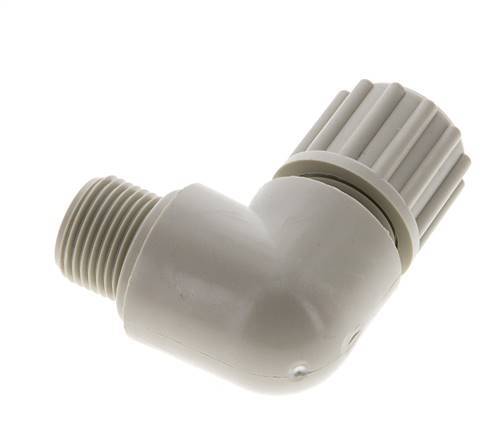 12x6mm & G3/8'' PP Elbow Compression Fitting with Male Threads 10 bar PVC and PA
