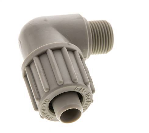 16x10mm & G3/8'' PP Elbow Compression Fitting with Male Threads 10 bar PVC and PA