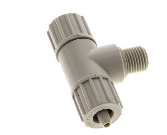 10x4mm & G1/4'' PP T-Shape Tee Compression Fitting with Male Threads 10 bar PVC and PA