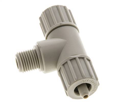 10x4mm & G1/4'' PP T-Shape Tee Compression Fitting with Male Threads 10 bar PVC and PA