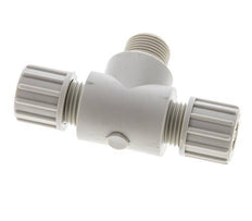 10x4mm & G3/8'' PP T-Shape Tee Compression Fitting with Male Threads 10 bar PVC and PA