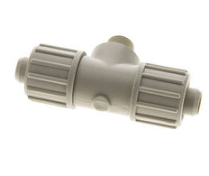 Racor de compresión en T de PP 20x13mm y G3/8'' con rosca macho 10 bar PVC y PA