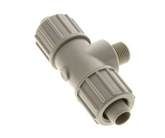 Racor de compresión en T de PP 20x13mm y G3/8'' con rosca macho 10 bar PVC y PA