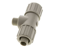 Racor de compresión en T de PP 20x13mm y G3/8'' con rosca macho 10 bar PVC y PA