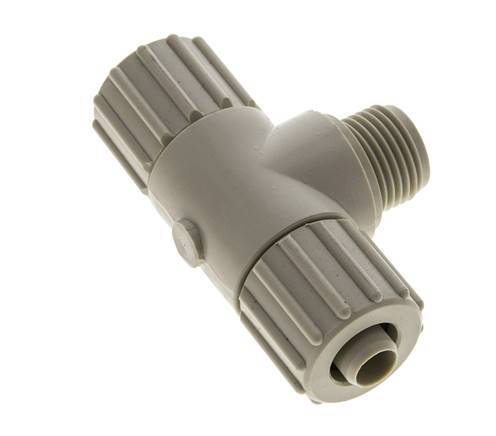 Racor de compresión en T de PP 15x9mm y G1/2'' con rosca macho 10 bar PVC y PA