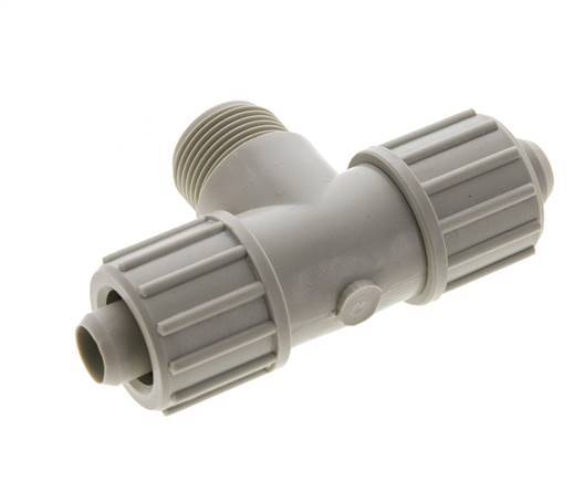 20x13mm & G3/4'' PP T-Shape Tee Compression Fitting with Male Threads 10 bar PVC and PA