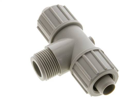 20x13mm & G3/4'' PP T-Shape Tee Compression Fitting with Male Threads 10 bar PVC and PA