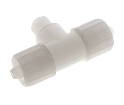 Racor de compresión en T 12x6mm & G1/4'' PVDF con rosca macho 10 bar PVC y PA