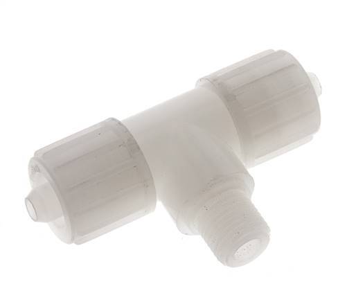 Racor de compresión en T 12x6mm & G1/4'' PVDF con rosca macho 10 bar PVC y PA