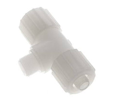 Racor de compresión en T de PVDF 15x9mm y G3/8'' con rosca macho 10 bar PVC y PA