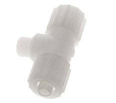 Racor de compresión en T de PVDF 15x9mm y G3/8'' con rosca macho 10 bar PVC y PA
