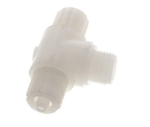 Racor de compresión en T 12x6mm & G1/2'' PVDF con rosca macho 10 bar PVC y PA