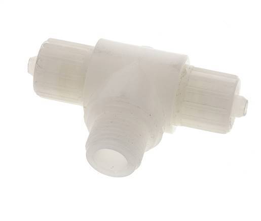 Racor de compresión en T 12x6mm & G1/2'' PVDF con rosca macho 10 bar PVC y PA