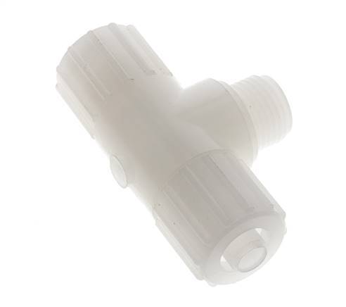 Racor de compresión en T 15x9mm & G1/2'' PVDF con rosca macho 10 bar PVC y PA