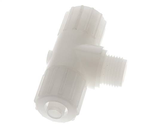 Racor de compresión en T 15x9mm & G1/2'' PVDF con rosca macho 10 bar PVC y PA