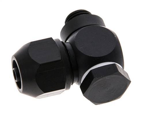 7x4mm & G1/8'' Aluminum Elbow Compression Fitting with Male Threads 10 bar PVC and PA