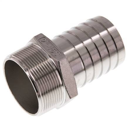 50 mm (2'') & 2''NPT Stainless Steel 1.4408 Hose Barb Male