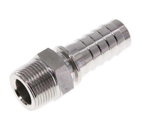 Pilar de manguera de acero inoxidable 1.4301 de 25x40 mm y R1'' con rosca macho DIN EN 14423