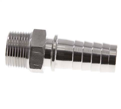 Pilar de manguera de acero inoxidable 1.4301 de 25x40 mm y R1'' con rosca macho DIN EN 14423