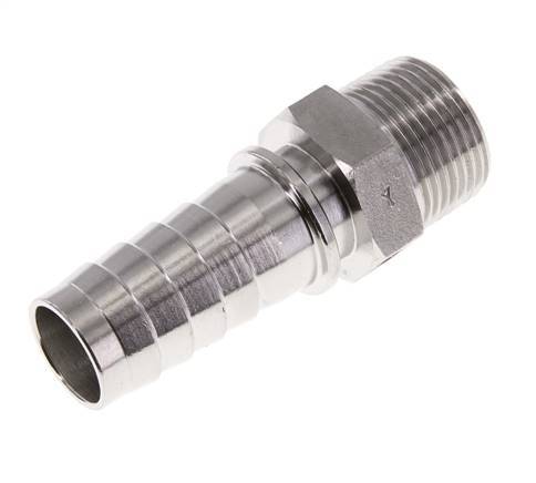 Pilar de manguera de acero inoxidable 1.4301 de 25x40 mm y R1'' con rosca macho DIN EN 14423