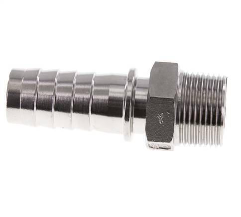 Pilar de manguera de acero inoxidable 1.4301 de 25x40 mm y R1'' con rosca macho DIN EN 14423