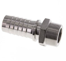 Pilar de manguera de acero inoxidable 1.4301 de 32x48 mm y R1-1/4'' con rosca macho DIN EN 14423