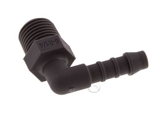 Codo de manguera de 6 mm (1/4'') y R1/4'' PA 6 con rosca macho [10 piezas]