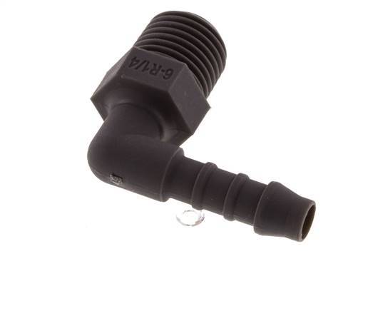 Codo de manguera de 6 mm (1/4'') y R1/4'' PA 6 con rosca macho [10 piezas]