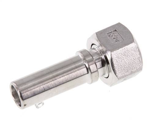 13 mm (1/2'') y G1/2'' Acero inoxidable 1.4401 Tuerca de racor para manguera Junta plana PTFE Collares de seguridad EN 14420-5 (DIN 2817)