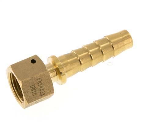 Pilar de manguera de latón 13x25 mm y G1/2'' con tuerca de unión DIN EN 14423 / DIN 2826
