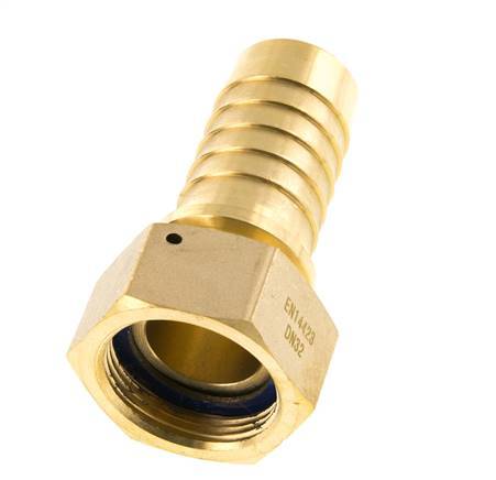 Pilar de manguera de latón 32x48 mm y G1-1/4'' con tuerca de unión DIN EN 14423 / DIN 2826