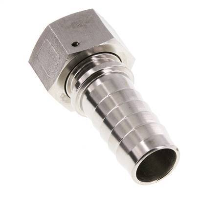 Pilar de manguera de acero inoxidable 1.4301 de 25x40 mm y G1'' con tuerca de unión DIN EN 14423 / DIN 2826