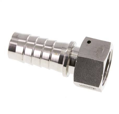 Pilar de manguera de acero inoxidable 1.4301 de 25x40 mm y G1'' con tuerca de unión DIN EN 14423 / DIN 2826