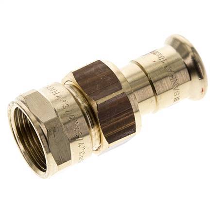 Racor de unión a presión - 18 mm hembra y Rp 3/4'' hembra - Aleación de cobre junta plana