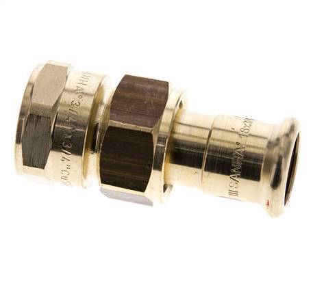 Racor de unión a presión - 18 mm hembra y Rp 3/4'' hembra - Aleación de cobre junta plana