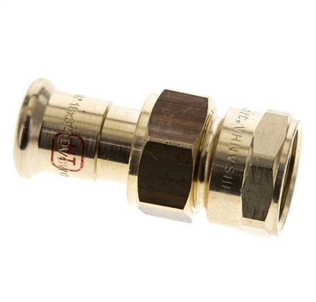 Racor de unión a presión - 18 mm hembra y Rp 3/4'' hembra - Aleación de cobre junta plana