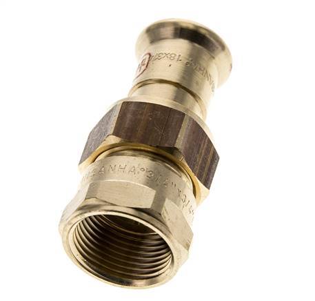 Racor de unión a presión - 18 mm hembra y Rp 3/4'' hembra - Aleación de cobre junta plana