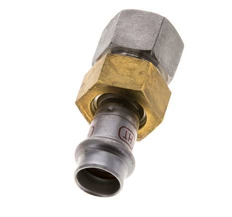 Union Press Fitting - 15mm Female & Rp 3/4'' Female - Stainless Steel Flat Sealing