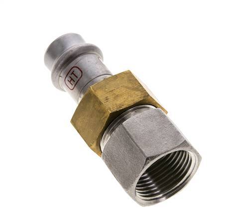 Union Press Fitting - 15mm Female & Rp 3/4'' Female - Stainless Steel Flat Sealing
