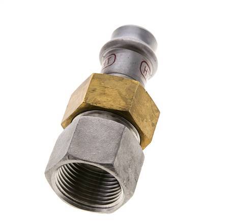 Union Press Fitting - 15mm Female & Rp 3/4'' Female - Stainless Steel Flat Sealing