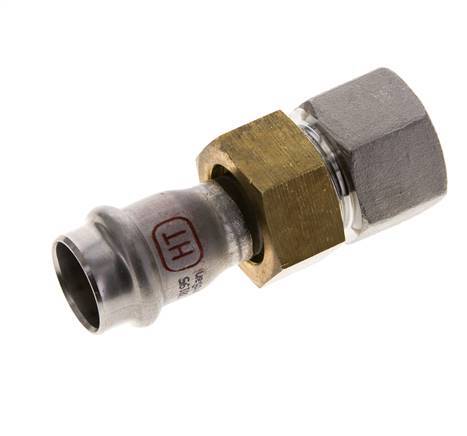 Unión Prensada - 18mm Hembra & Rp 3/4'' Hembra - Acero Inoxidable Junta Plana