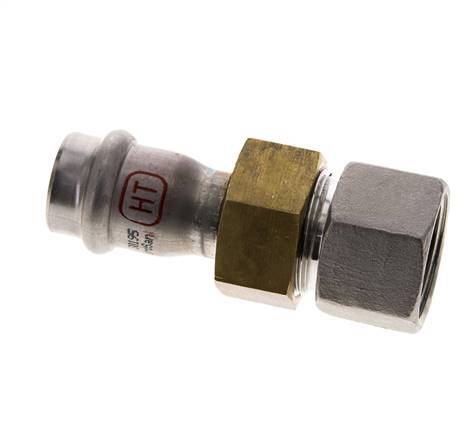 Unión Prensada - 18mm Hembra & Rp 3/4'' Hembra - Acero Inoxidable Junta Plana